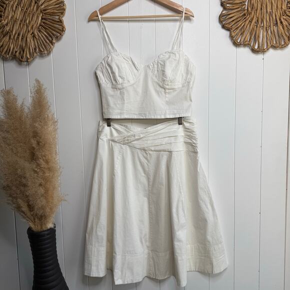 Free People set co-ord crop top and midi skirt pleated matching set boho Medium - Picture 4 of 11